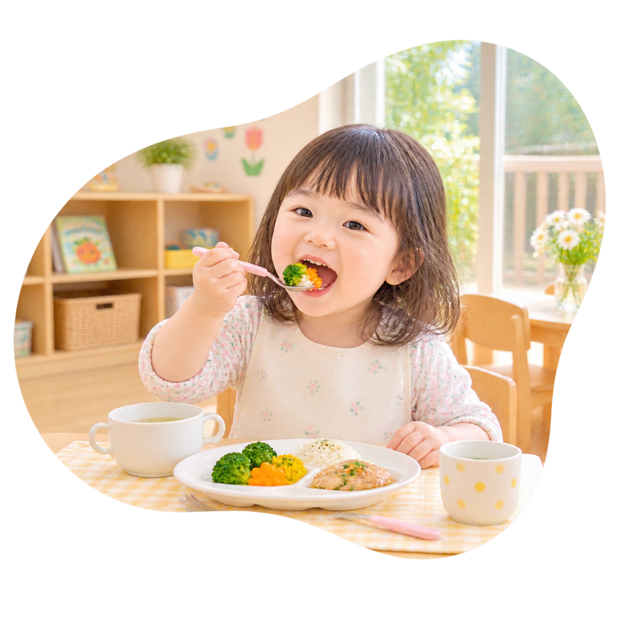 給食を楽しむ子どもの様子